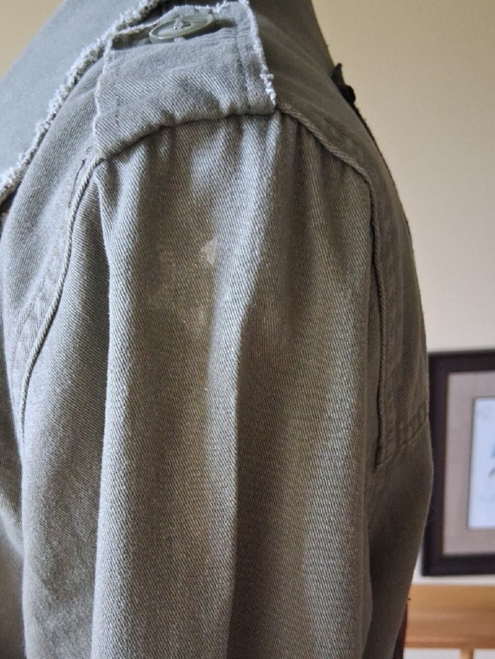 Maurices Olive Green Utility Jacket with Floral Embroidery And ACDC Design - Picture 16 of 16
